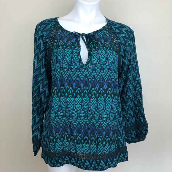 Prana Tops - PrAna Tacana peasant top w/ crocheted detail, Lg
